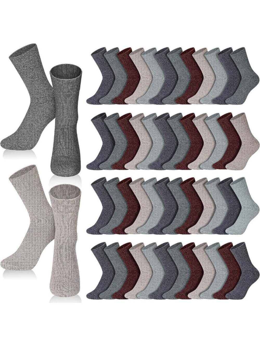 Cozy 50 Pairs Vintage Thermal Cotton Socks for Women & Men - Warm & Stylish
